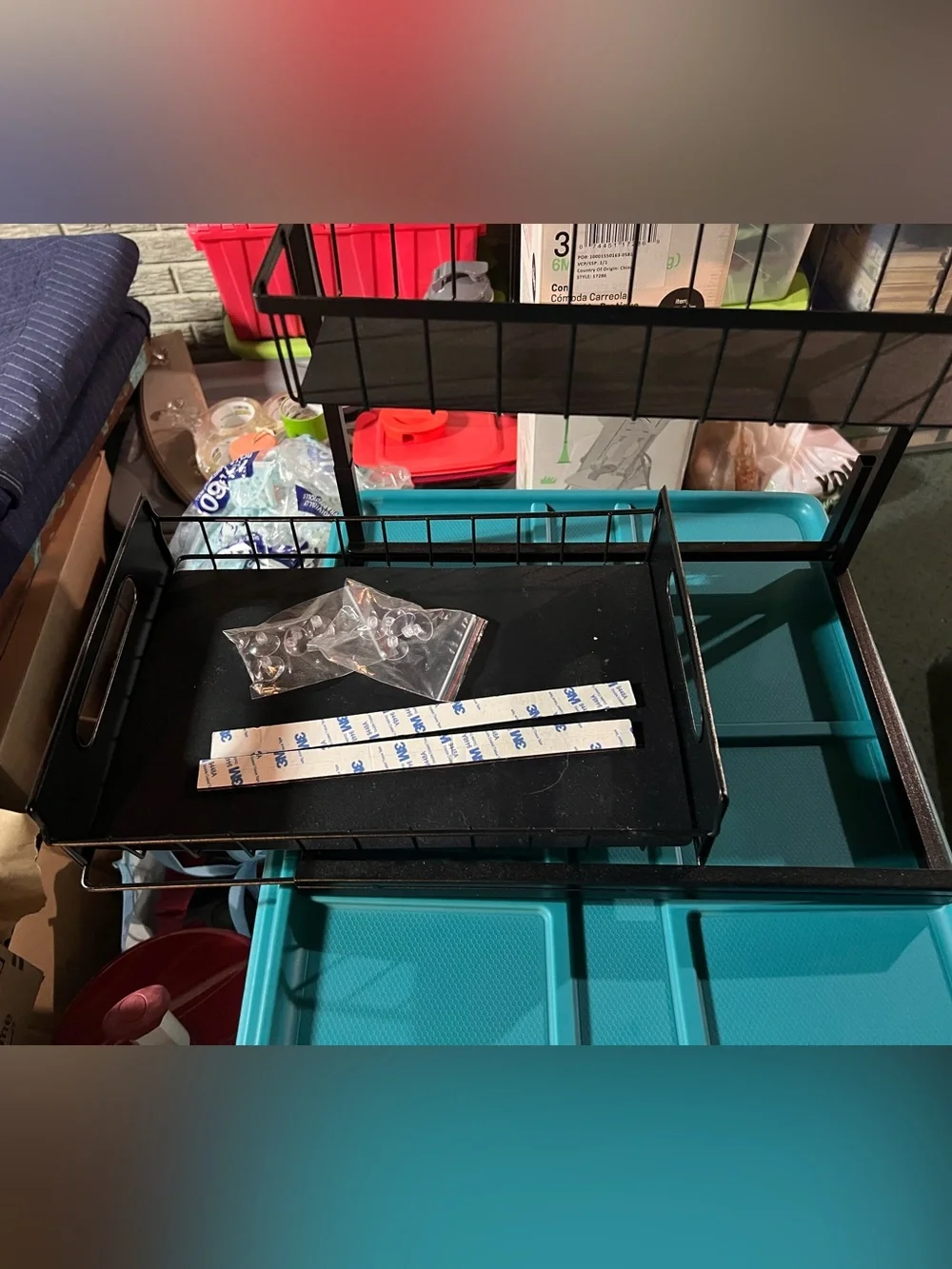Two-Tier Black Metal sliding Organizer Shelf